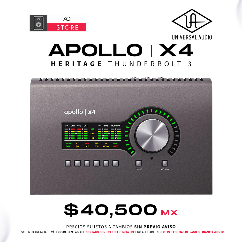 Universal Audio Apollo X4 Heritage Thunderbolt 3 Interfaz de Audio 1