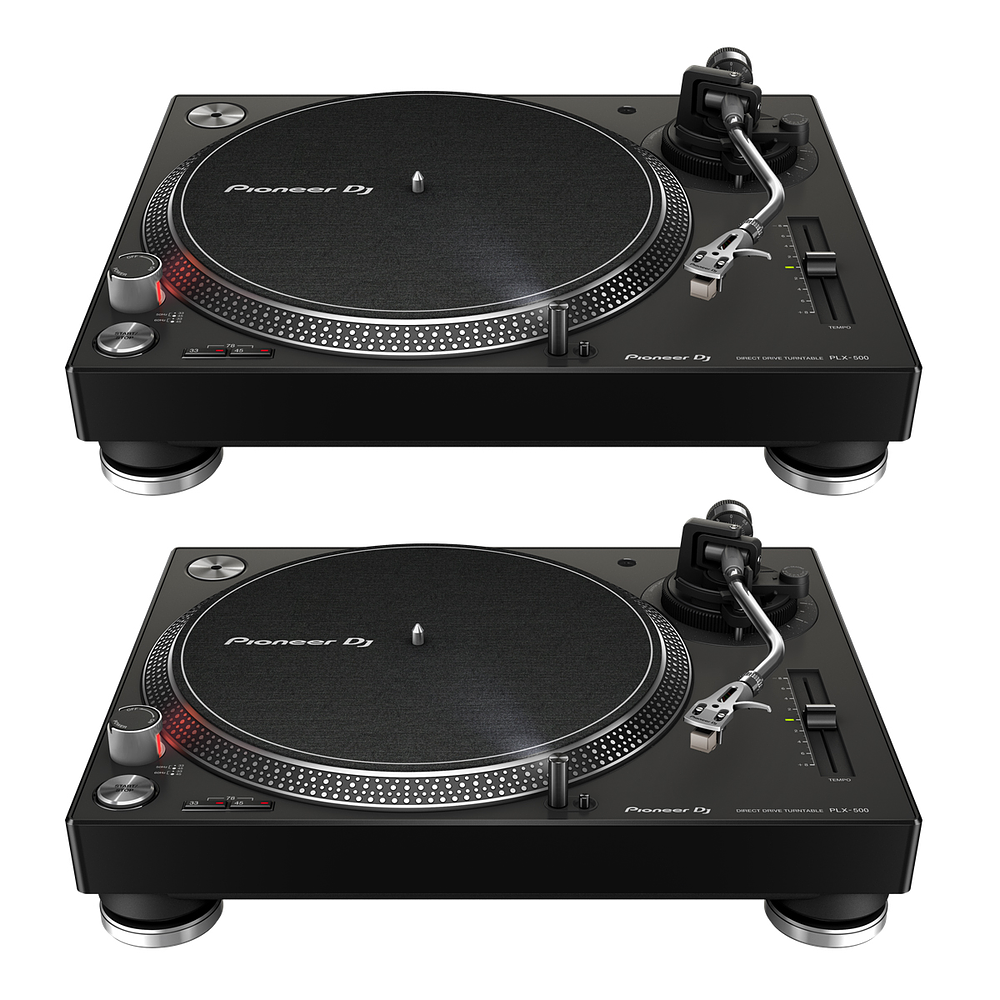 Pioneer DJ PLX 500 Tornamesa Para Dj (2 Piezas) + Omnitronic TRM 202 MK3 Mezcladora Rotativa Para Dj 2