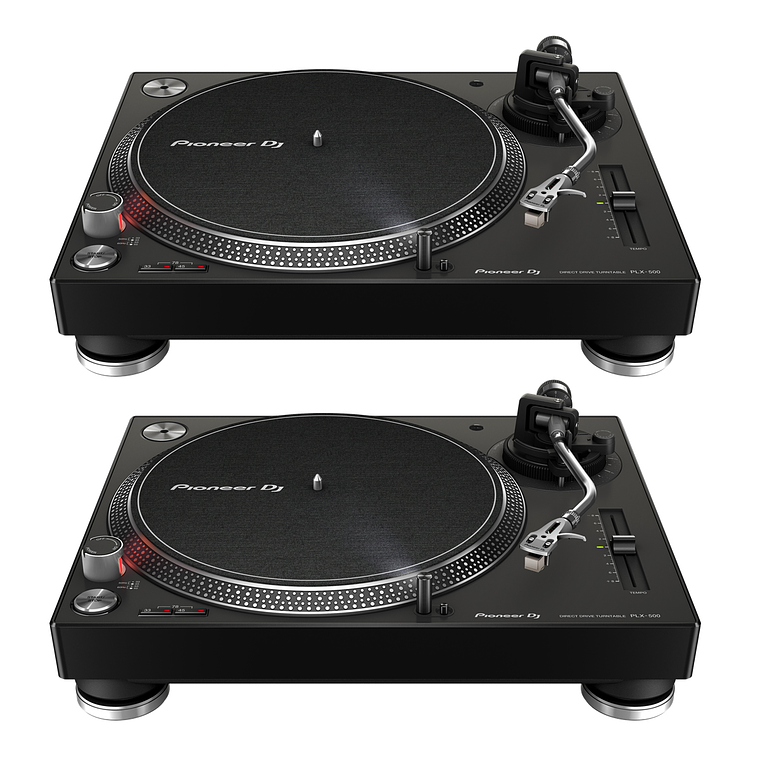 Pioneer DJ PLX 500 (2 Piezas) + Omnitronic TRM 202 MK3 Cabina Completa 2