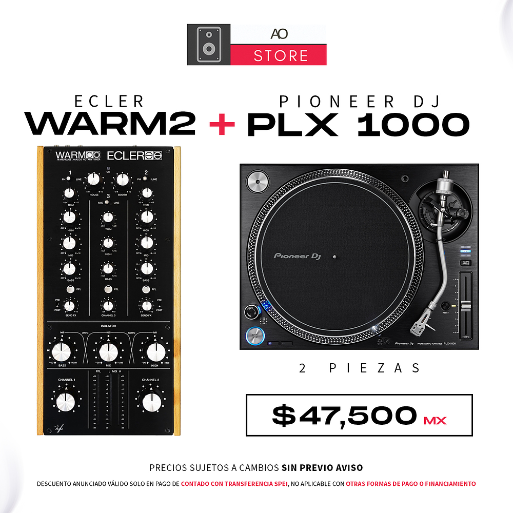 Ecler Warm2 Mezclador Rotativo + Pioneer DJ PLX 1000 Tornamesa Para Dj (2 Piezas) 1