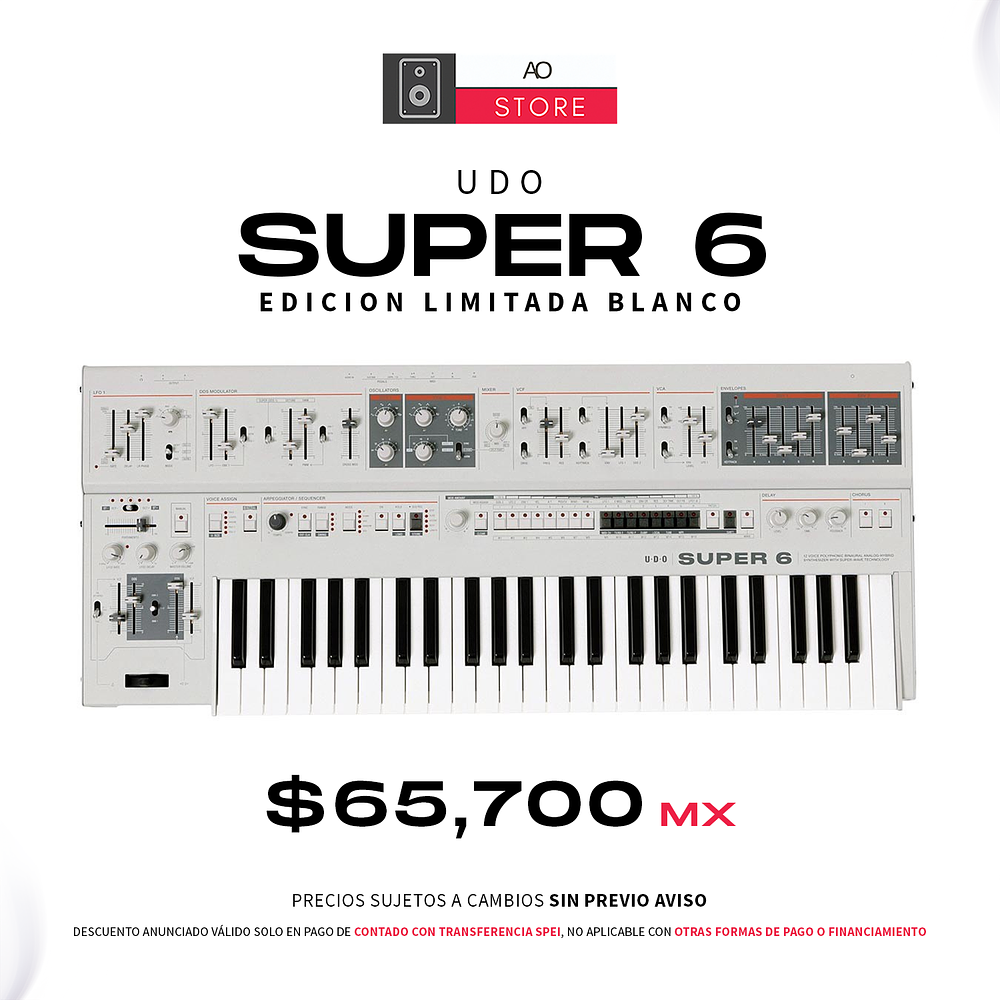 UDO Audio Super 6 Edición Limitada Blanco Sintetizador Polifónico Híbrido 1