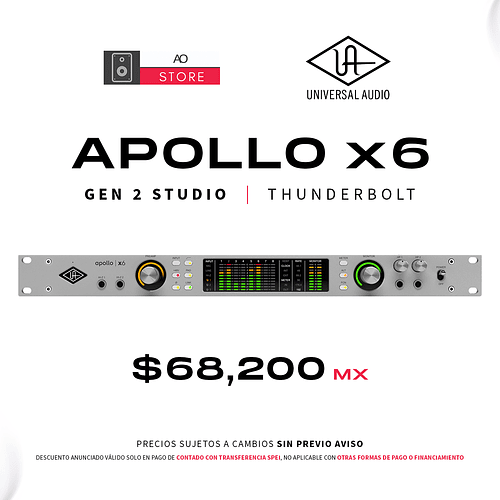 Universal Audio Apollo x6 Gen 2 Studio+ Edition Thunderbolt Interfaz De Audio