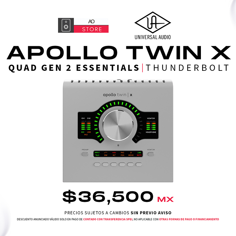 Universal Audio Apollo Twin X Quad Gen 2 Essentials+ Edition Thunderbolt Interfaz De Audio 1