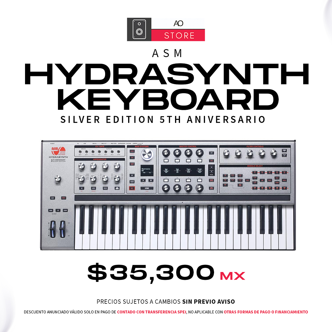 ASM Hydrasynth Keyboard Edición Silver 5th Aniversario Sintetizador 1