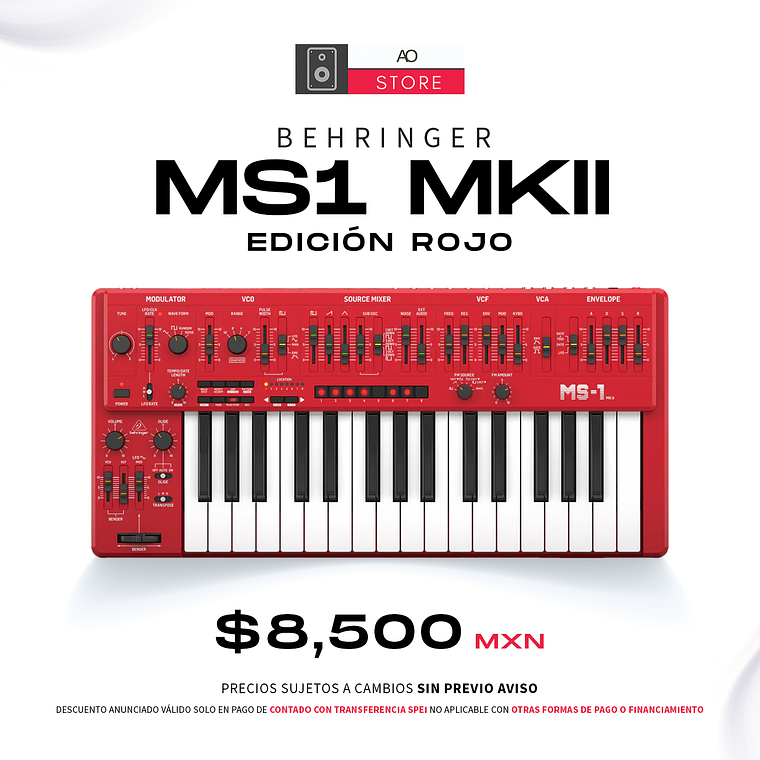 Behringer MS1 MKII Edición Rojo Sintentizador Analógico  1