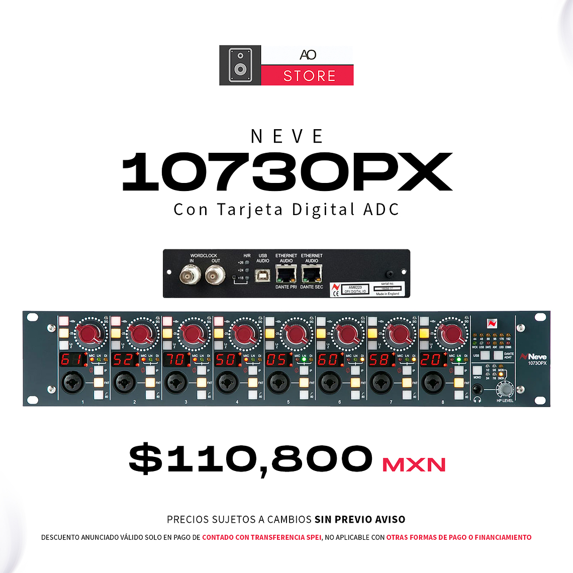 Neve 1073OPX con Tarjeta Digital USB/Dante Preamplificador 1