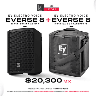 EV Electro Voice Everse 8 Black Bocina Activa Con Bateria + EV Electro Voice Everse 8 Mochila de Transporte 