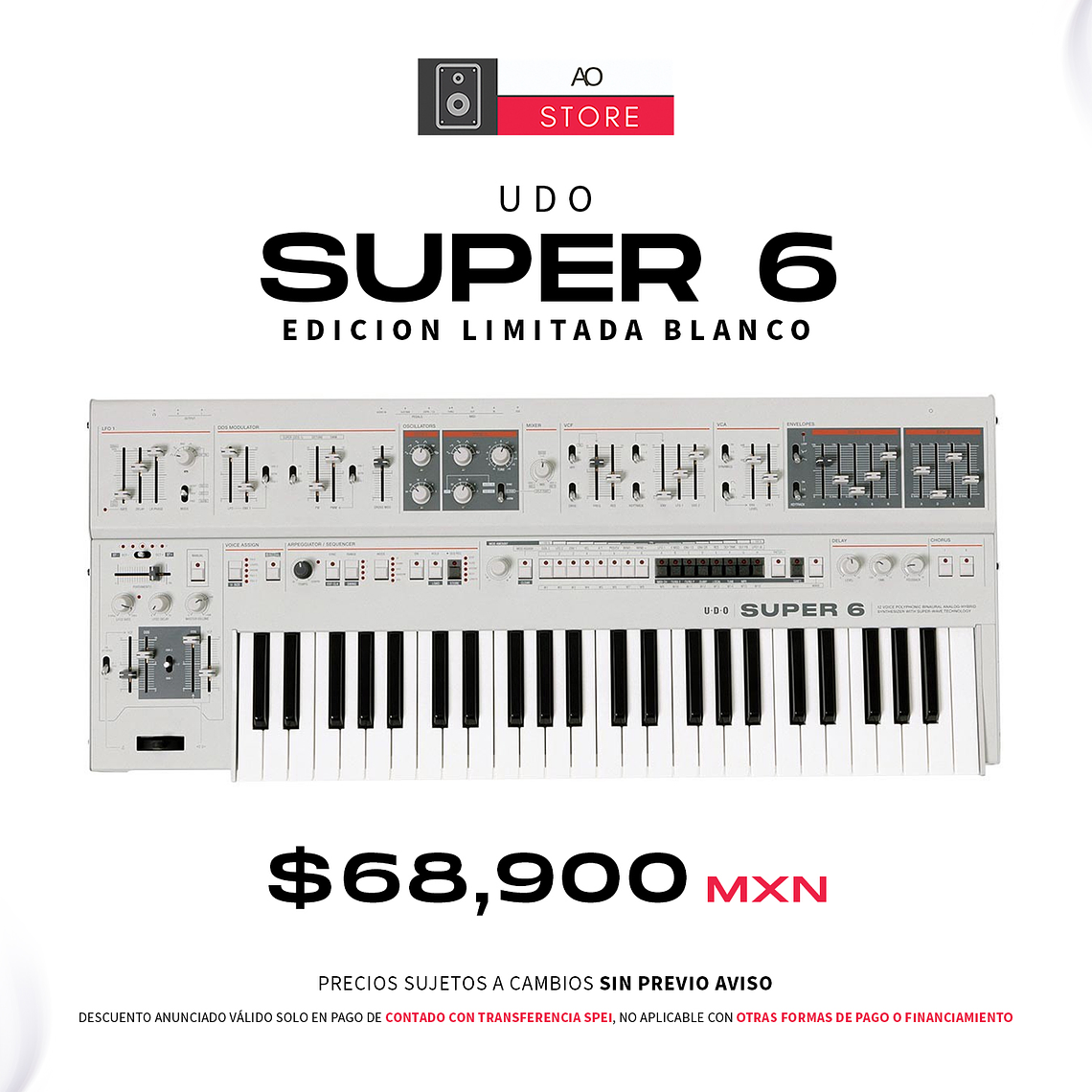 UDO Audio Super 6 Edición Limitada Blanco Sintetizador Polifónico Híbrido 1