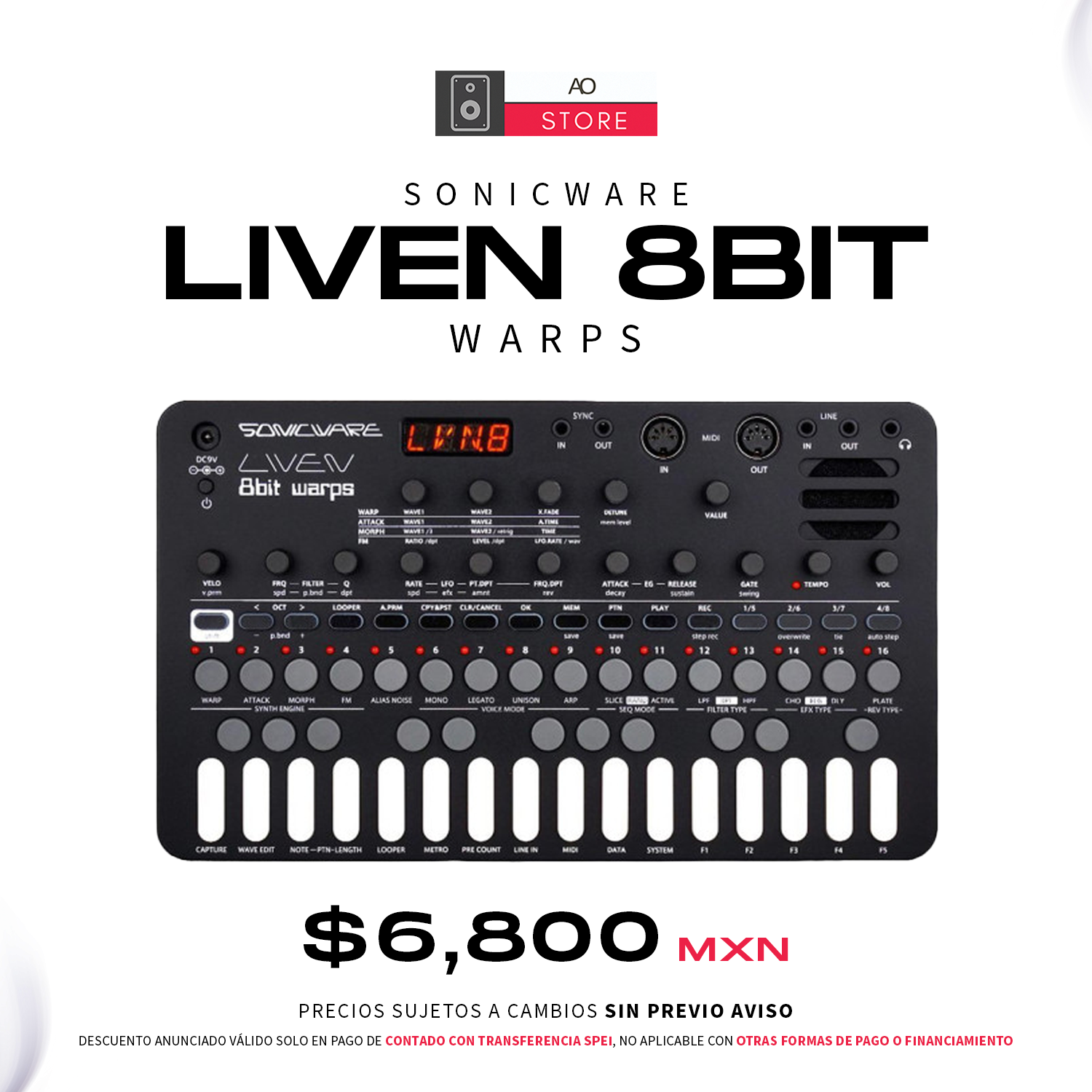 Sonicware Liven 8bit Warps Sintetizador 8bit