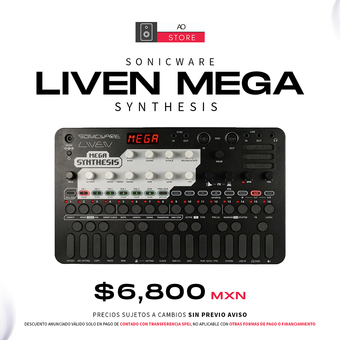 Sonicware Liven Mega Synthesis Sintetizador 16-Bit FM PCM Groovebox 1