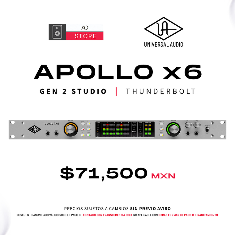 Universal Audio Apollo x6 Gen 2 Studio+ Edition Thunderbolt Interfaz De Audio 1