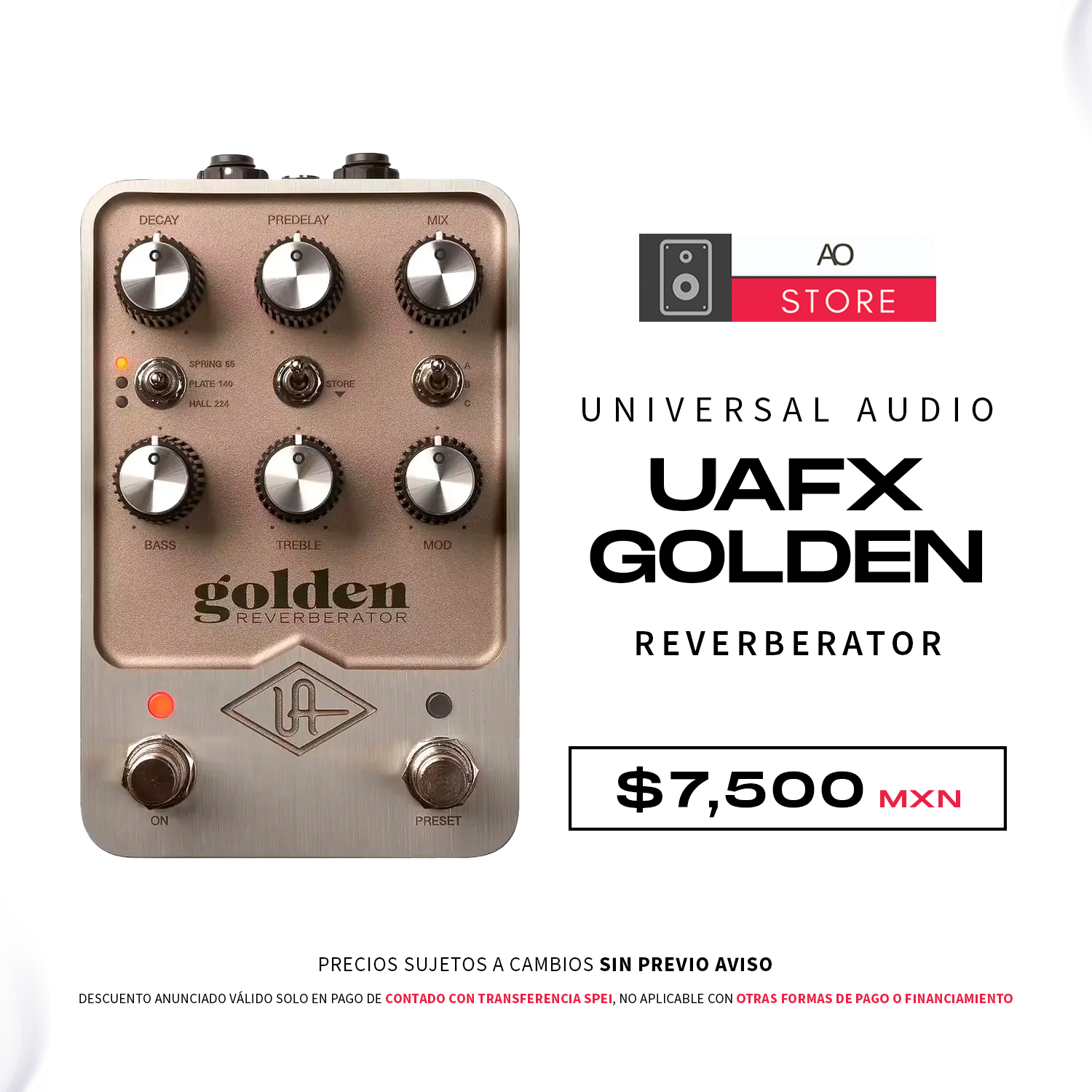Universal Audio Uafx Golden Reverberator Pedal de Reverb