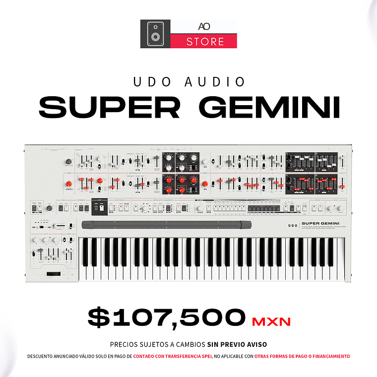 UDO Audio Super Gemini White Sintetizador Polifónico Híbrido 1