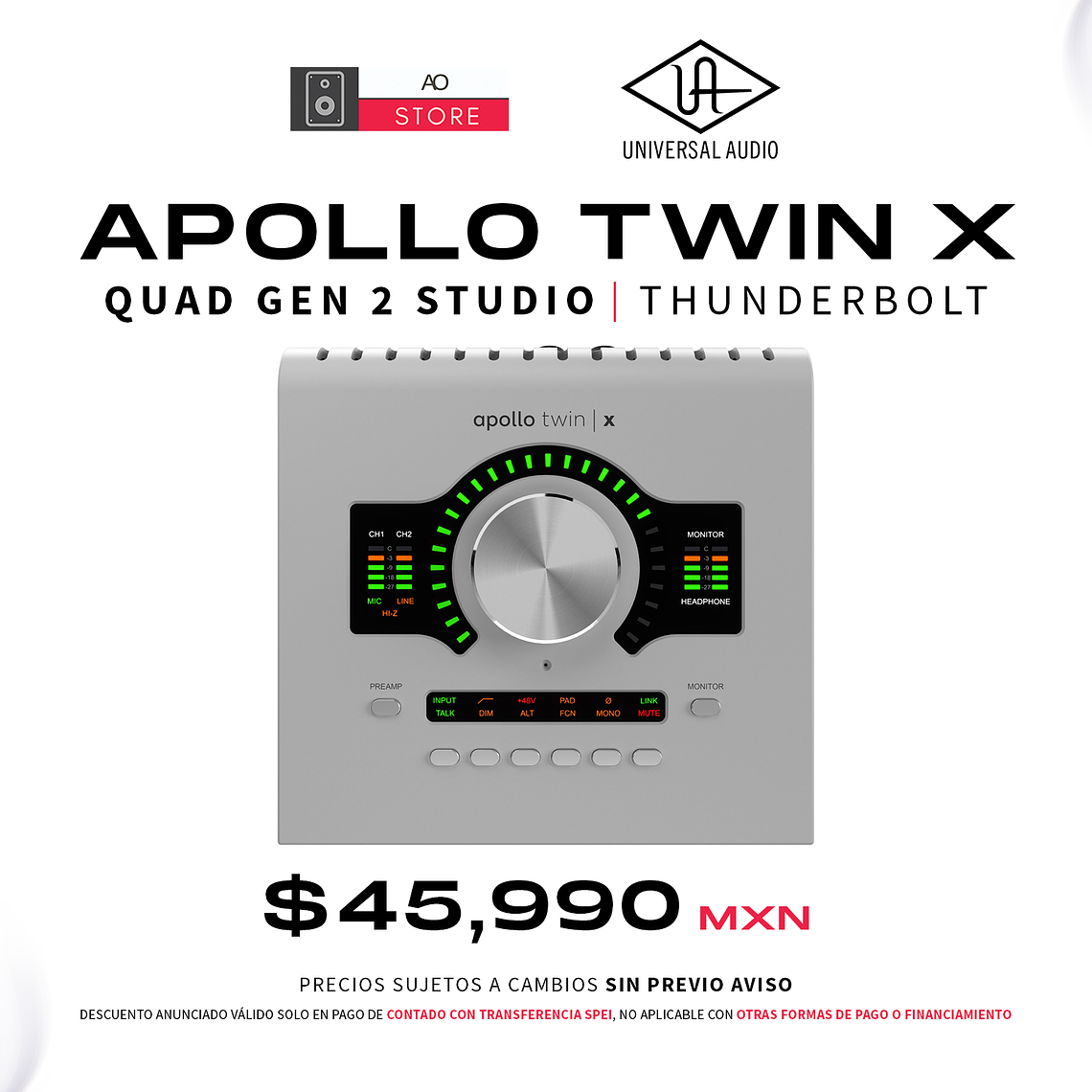 Universal Audio Apollo Twin X Quad Gen 2 Studio+ Edition Thunderbolt Interfaz De Audio 1