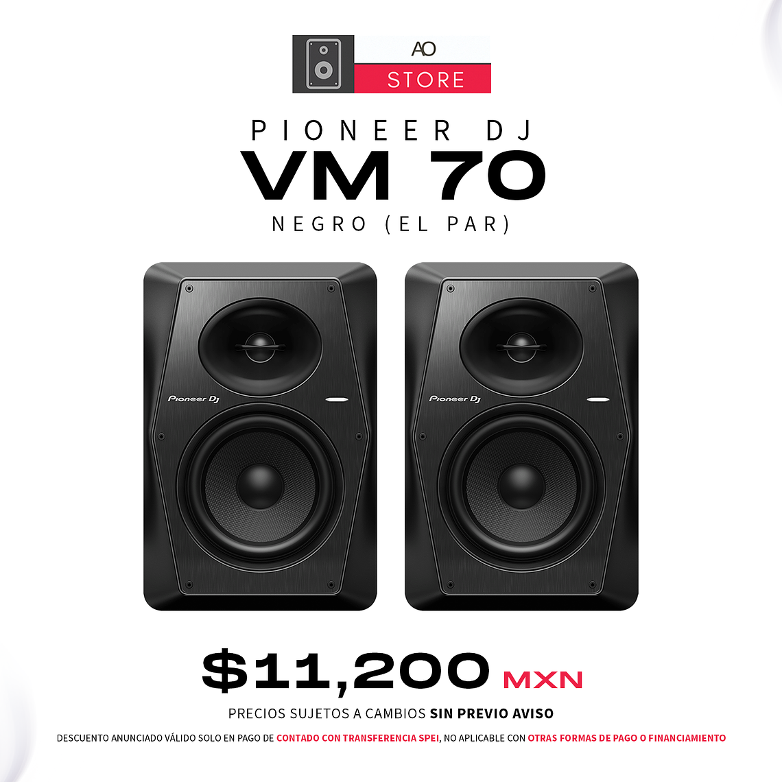 Pioneer DJ VM 70 Negro Monitores De Estudio (2 Piezas) 1