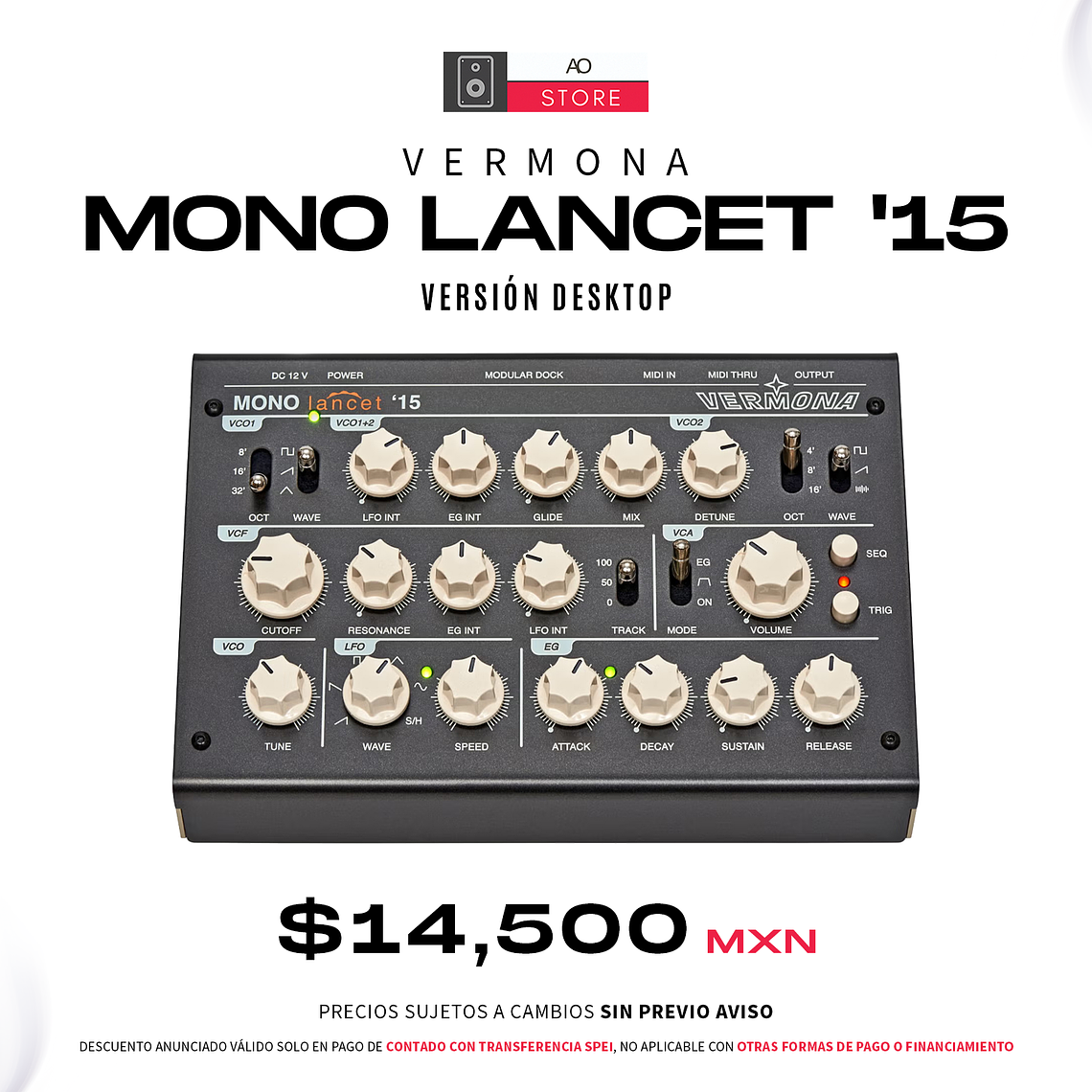 Vermona Mono Lancet '15 Desktop Sintetizador Monofónico 1