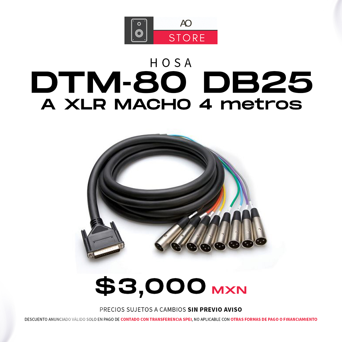 Hosa DTM 80 DB25 a XLR Macho 4 metros  1
