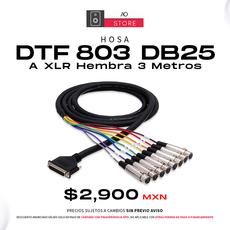 Hosa DTF 803 DB25 a XLR Hembra 3 Metros  1
