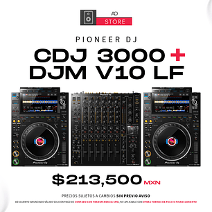 Pioneer DJ CDJ 3000 (2 Piezas) + Pioneer DJ DJM V10 LF Cabina Completa