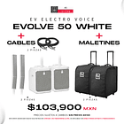 EV Electro Voice Evolve 50 White (2 Piezas) + Maletines con Ruedas (2 Piezas) + Cables (2 Piezas) 1