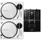 Pioneer DJ PLX 500 White Tornamesa para DJ (2 Piezas) + DJM 250 Mk2 Mezcladora para DJ + De Regalo Pioneer DJ RB VD2 Vinilos de Control Cabina Completa 2