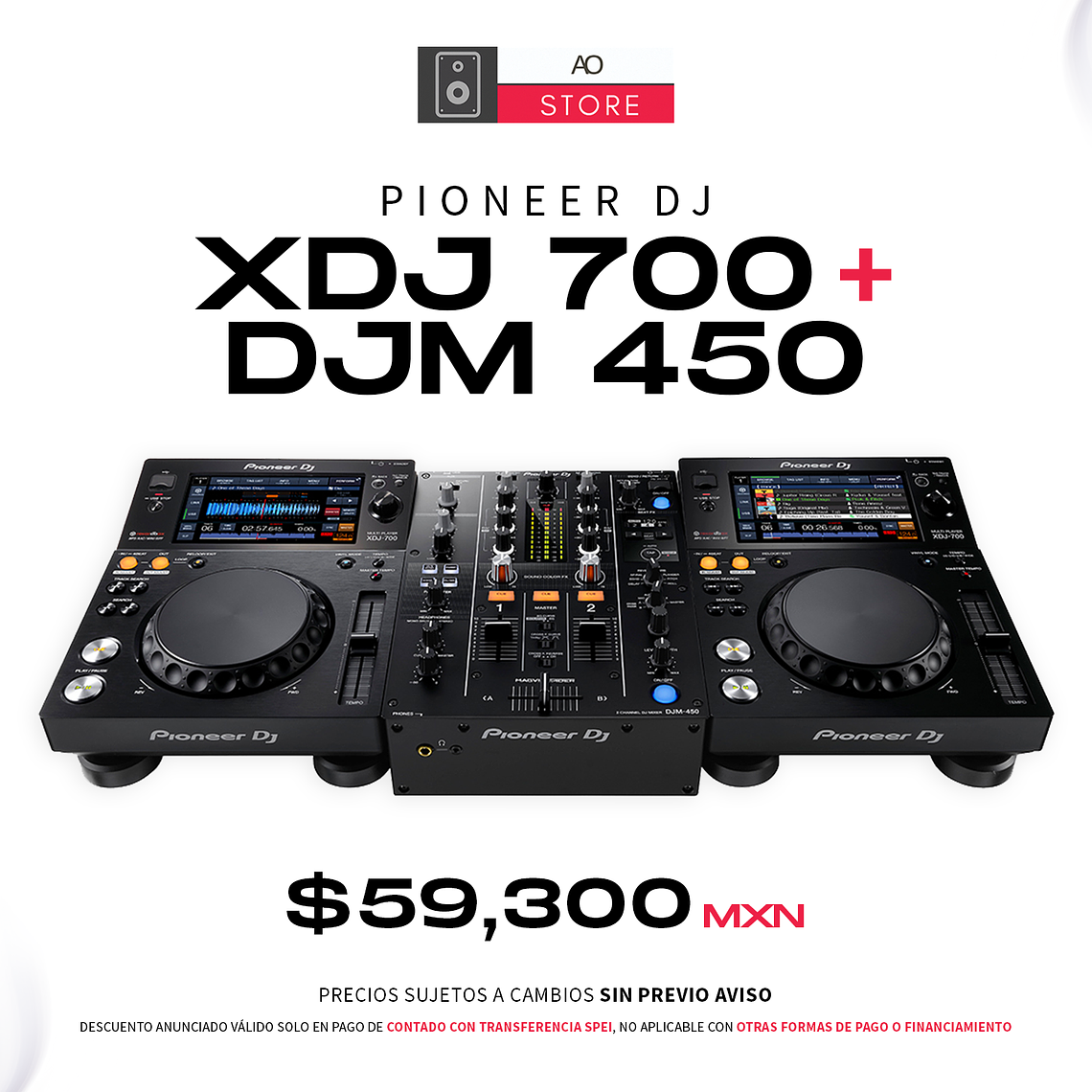 Pioneer DJ XDJ 700 (2 Piezas) + Pioneer DJM 450 Cabina Completa 1
