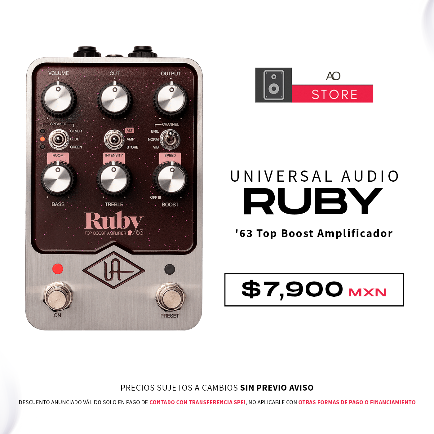 UAFX Ruby Top Boost Amplifier e63 ギター UAFX Ruby Top Boost