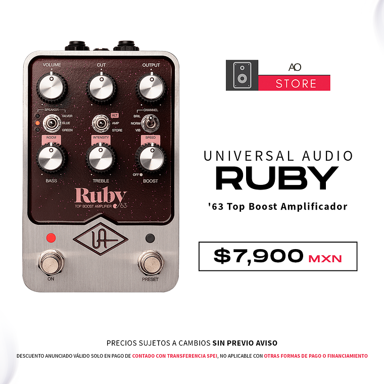 Universal Audio Uafx Ruby '63 Top Boost Amplifier Pedal de Efectos 1