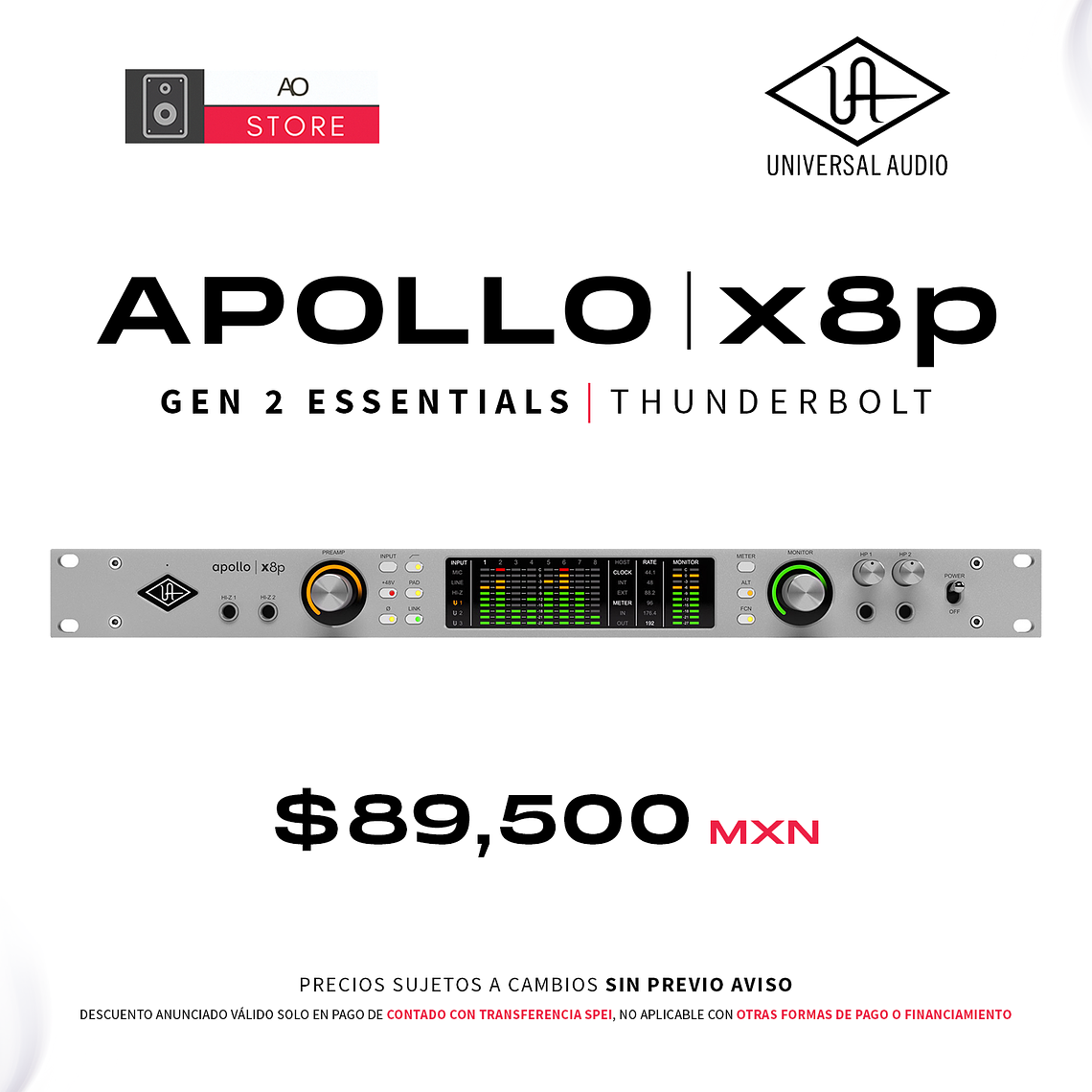 Universal Audio Apollo x8p Gen 2 Essentials+ Edition Thunderbolt Interfaz de Audio 1