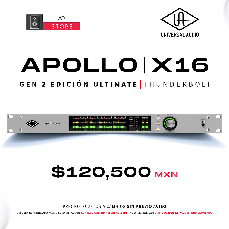 Universal Audio Apollo x16 Gen 2 Edición Ultimate+ Thunderbolt Interfaz de Audio 1