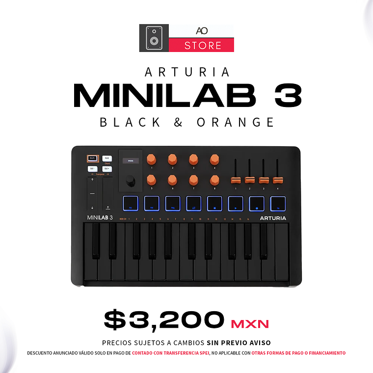 Arturia MiniLab 3 Edición Black & Orange Teclado Midi  1