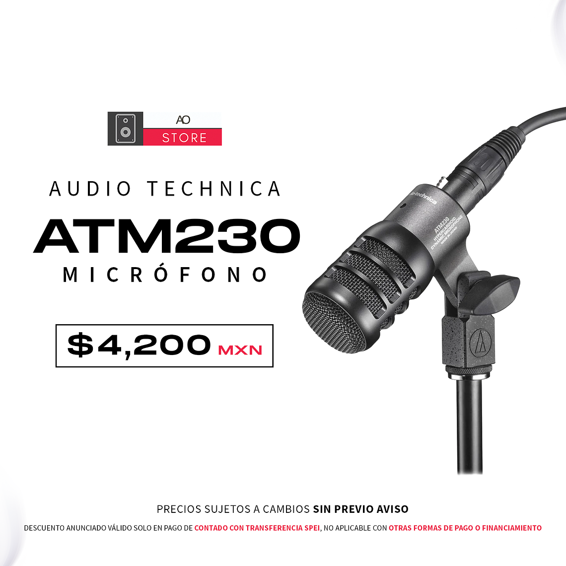Audio Technica ATM230 Micrófono Dinámico Hipercardioide  1