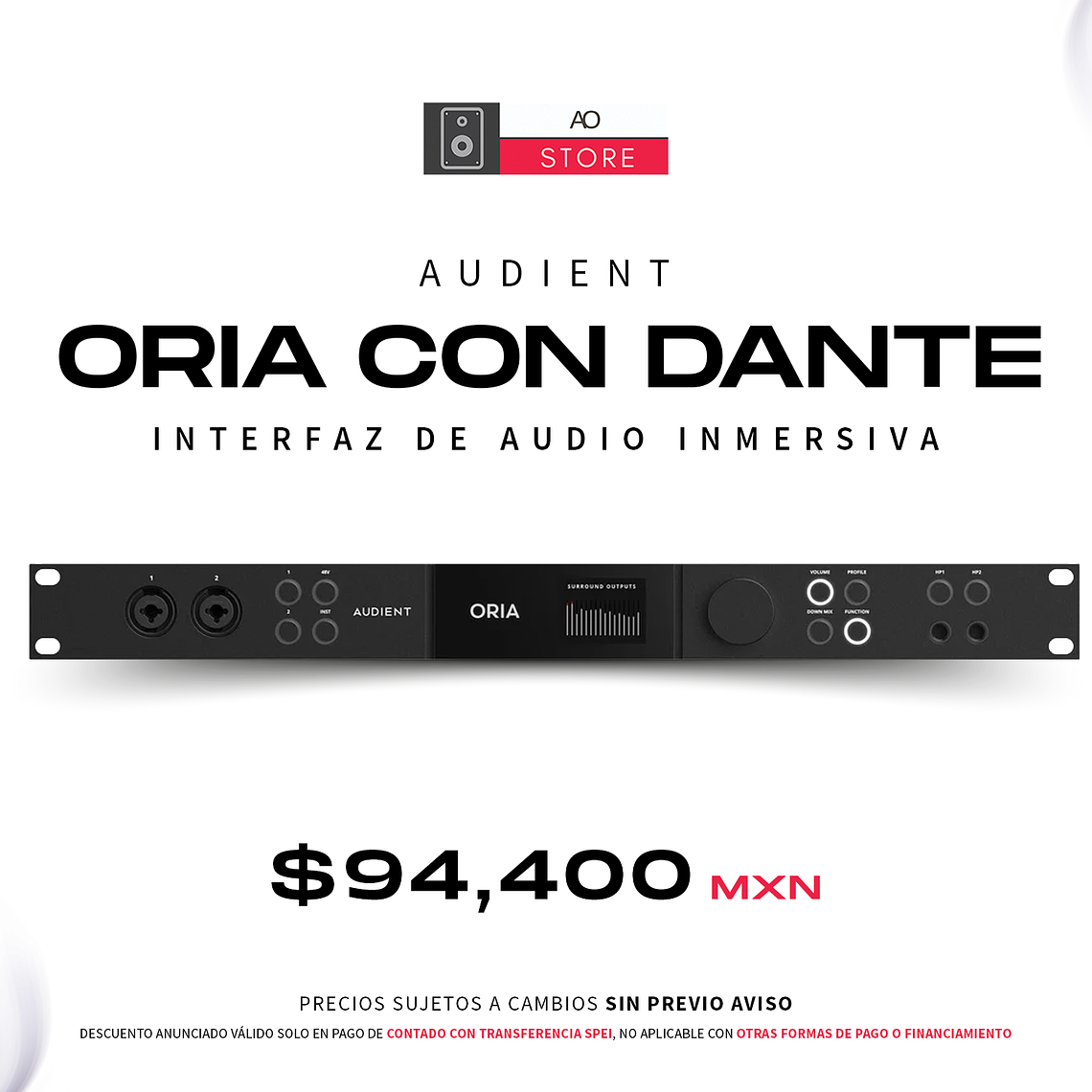 Audient Oria con Dante Interfaz de Audio Inmersiva 1