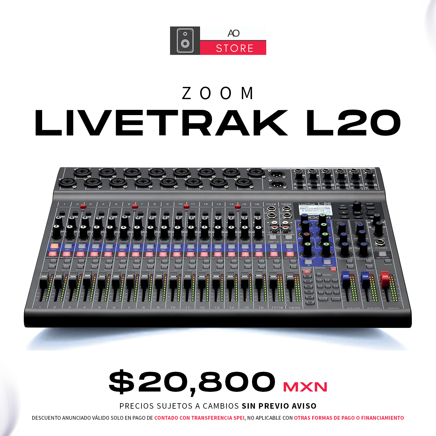 Zoom Livetrak L20 Mezcladora Digital Multicanal para Grabaci