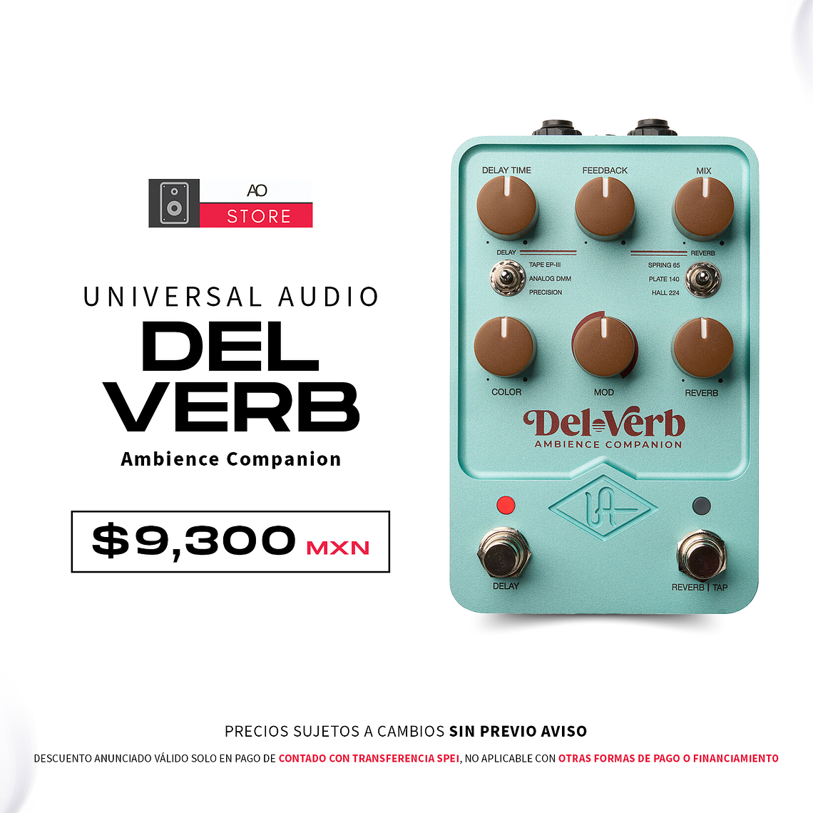 Universal Audio Uafx Del Verb Ambience Companion Pedal de Reverb y Delay 1