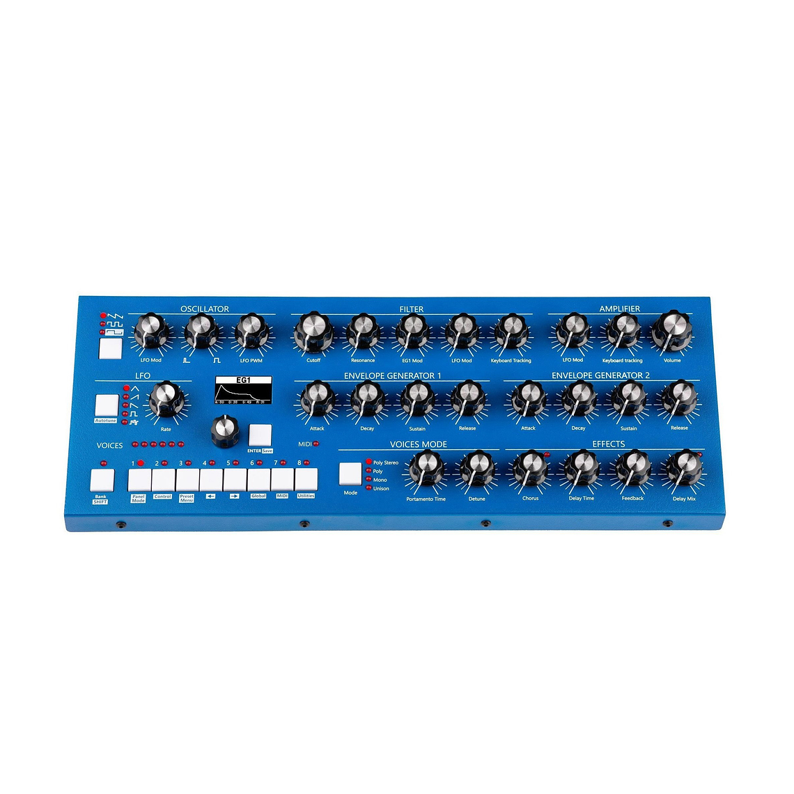 GS Music Bree6 Desktop Azul Sintetizador Polifónico Analógico 3