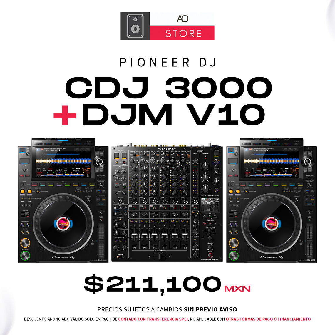 Pioneer DJ CDJ 3000 (2 Piezas) + Pioneer DJ DJM V10 Cabina Completa  1