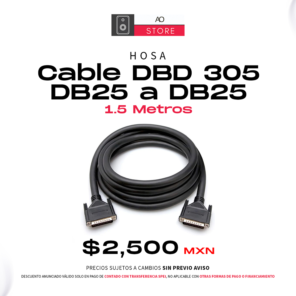 Cable Hosa DBD 305 DB25 a DB25 1.5 Metros 1