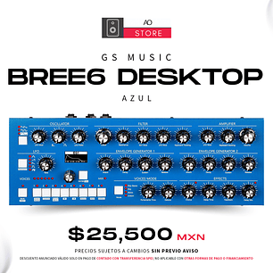 GS Music Bree6 Desktop Azul Sintetizador Polifónico Analógico