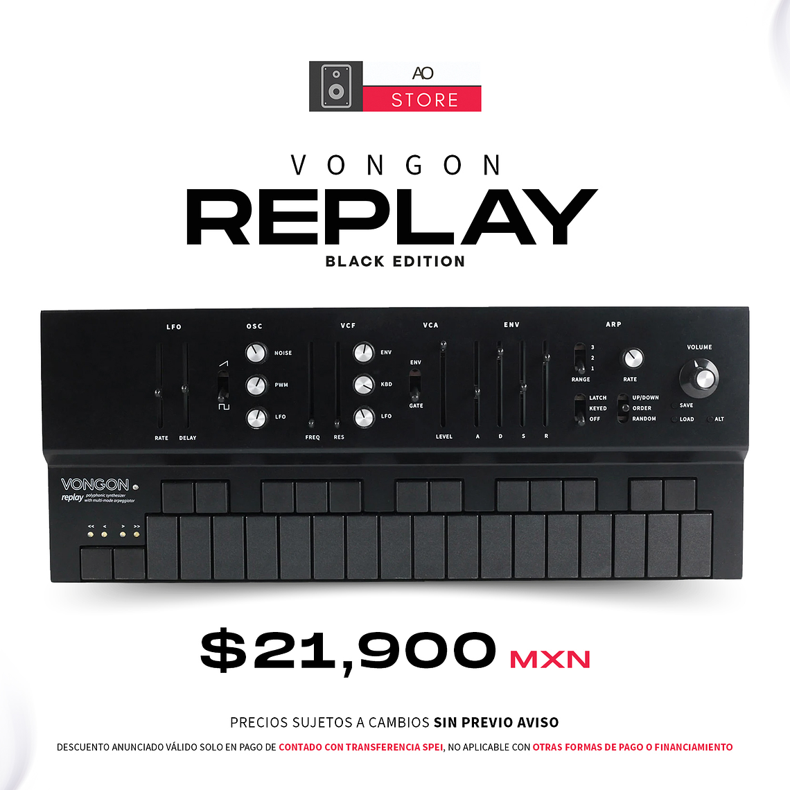 Vongon Replay Black Sintetizador Polifónico con Arpegiador 1