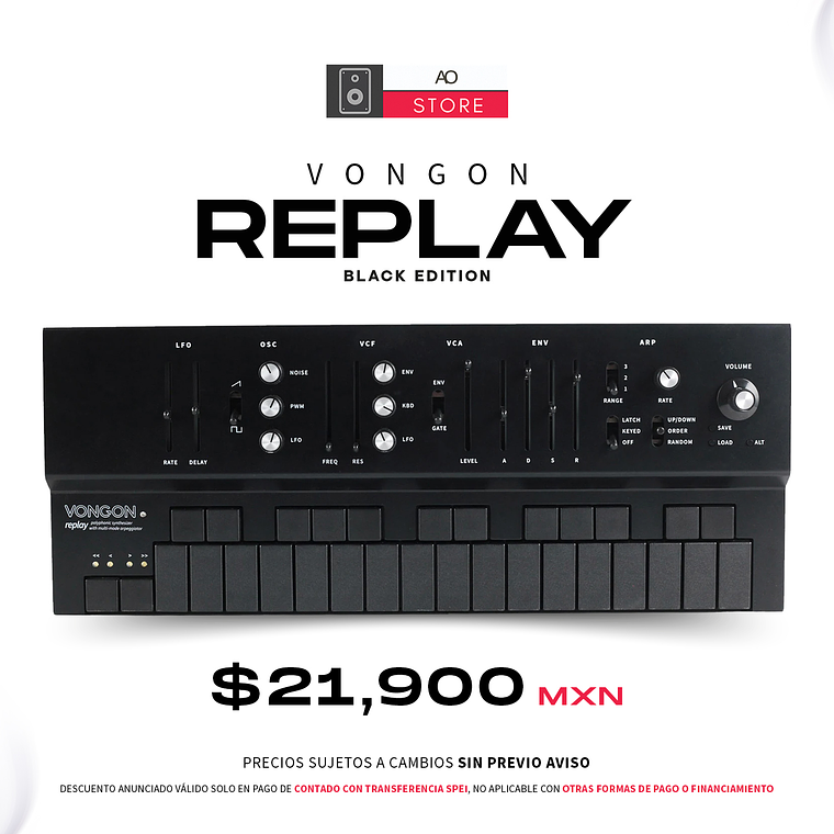 Vongon Replay Black Sintetizador Polifónico con Arpegiador 1
