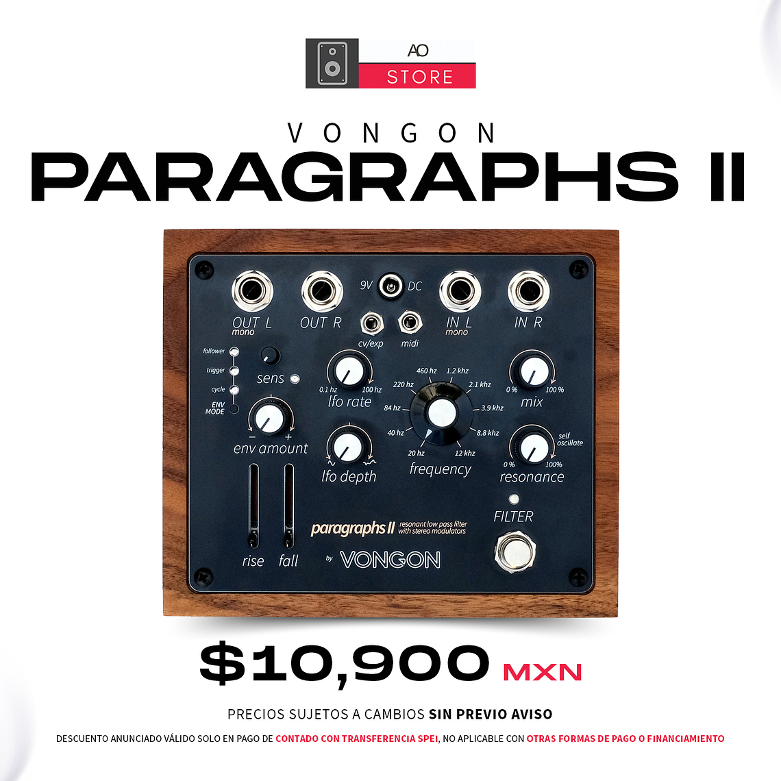 Vongon Paragraphs II Pedal de Filtro y Modulación Estéreo  1