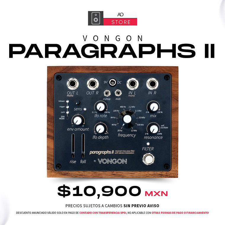 Vongon Paragraphs II Pedal de Filtro y Modulación Estéreo  1