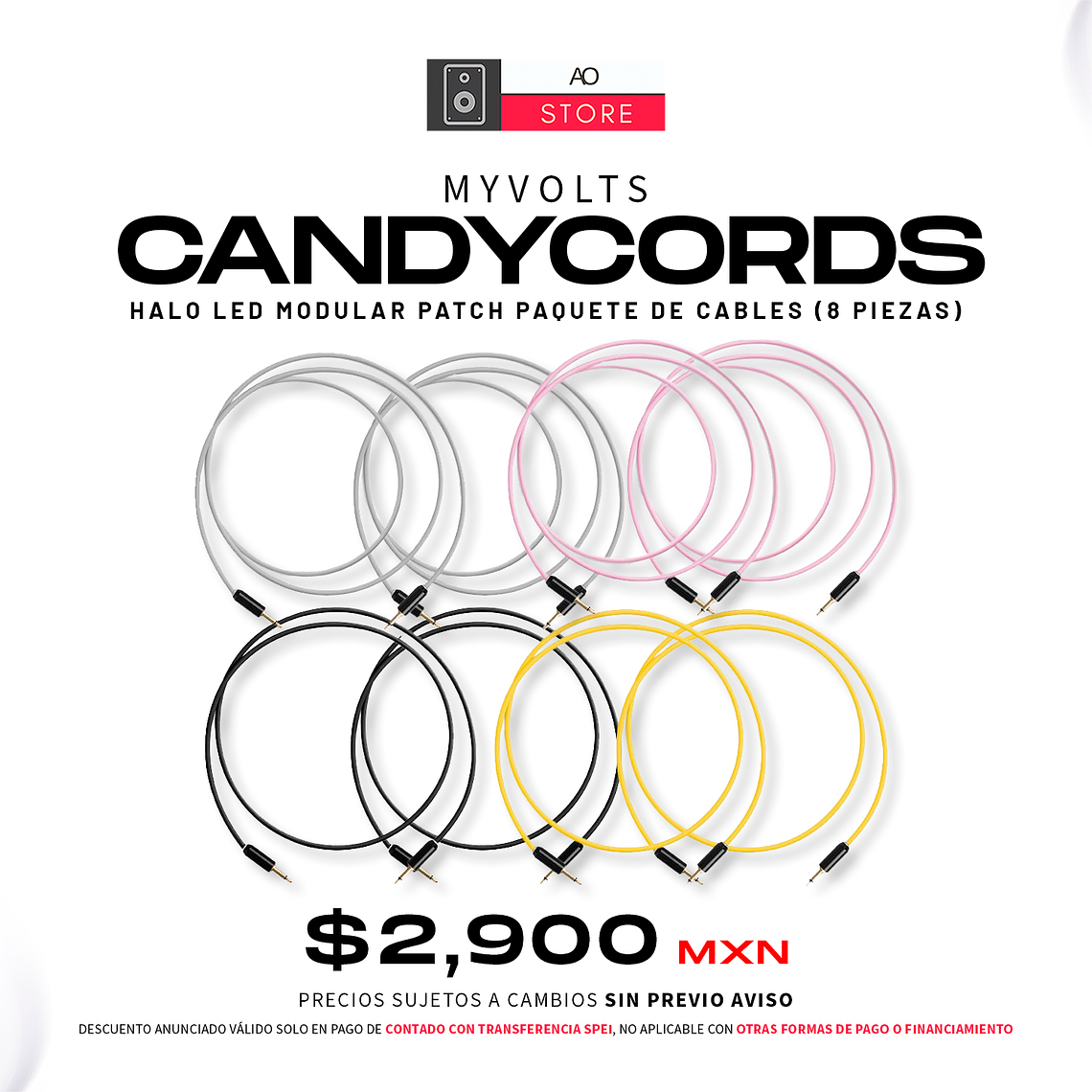MyVolts Candycords Halo Led Modular Patch Paquete de Cables (8 Piezas) 1