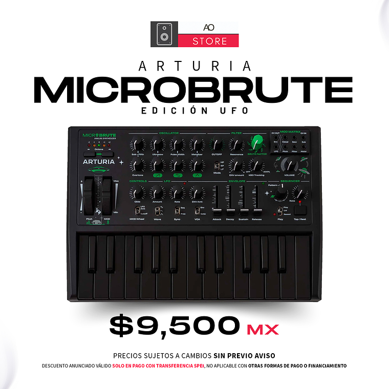 Arturia MicroBrute Edición UFO Sintetizador Analógico 1