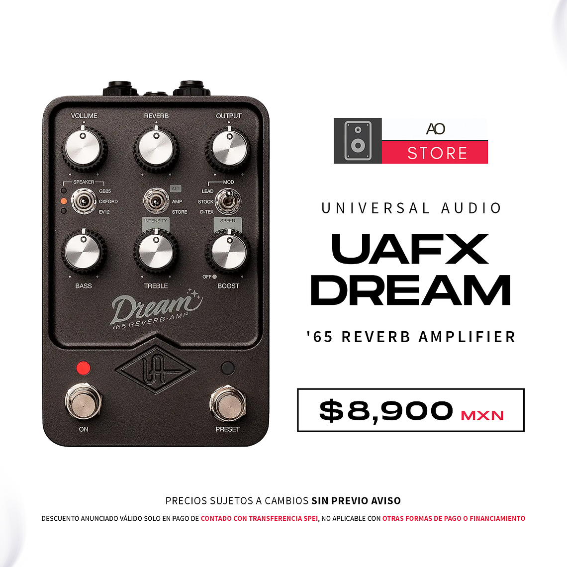 Universal Audio Uafx Dream '65 Reverb Amplifier Guitar Pedal de Efecto 1