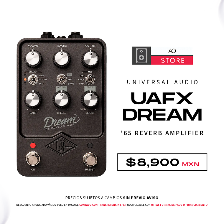 Universal Audio Uafx Dream '65 Reverb Amplifier Guitar Pedal de Efecto 1