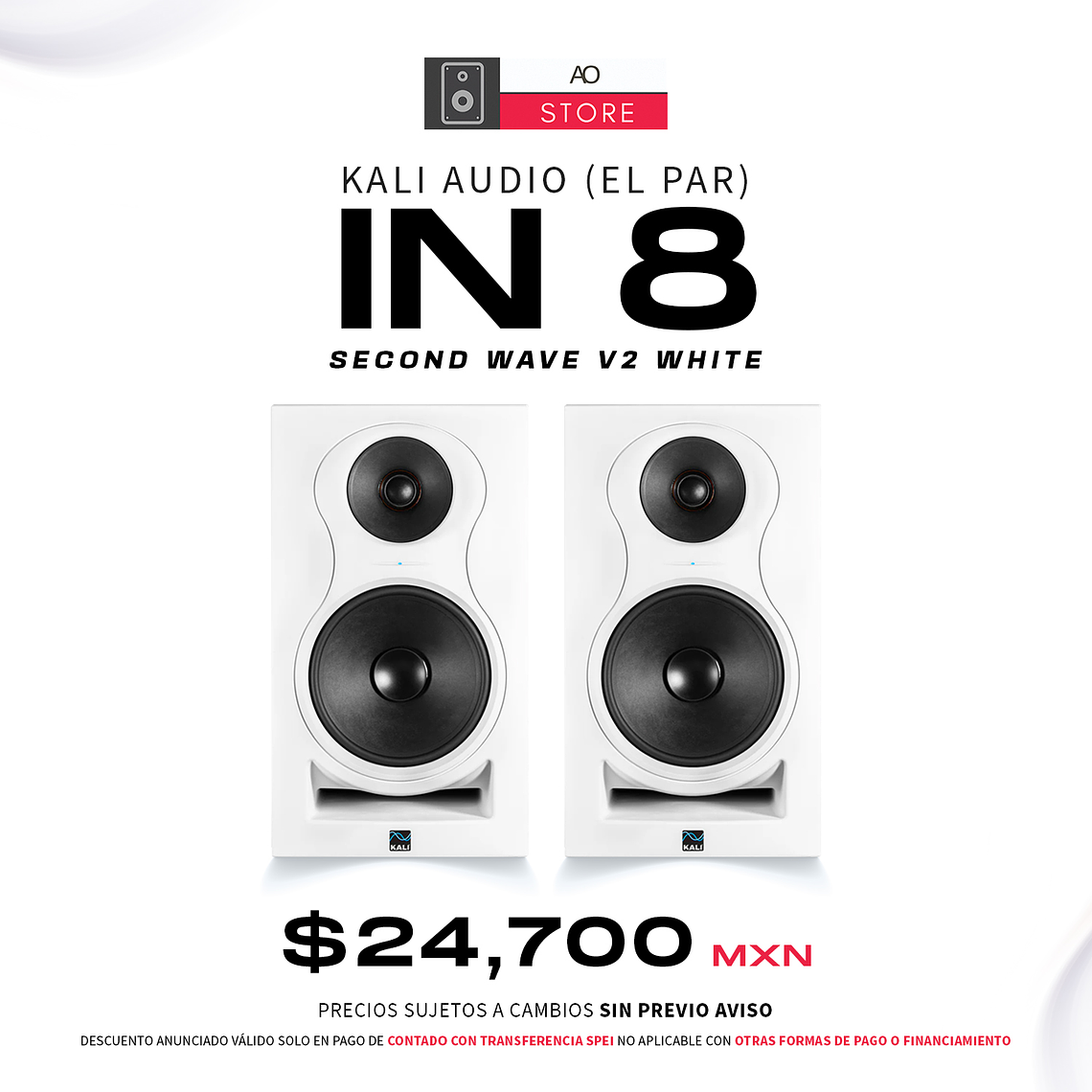 Kali Audio In 8 Second Wave V2 White Monitores de Estudio (2 Piezas) 1