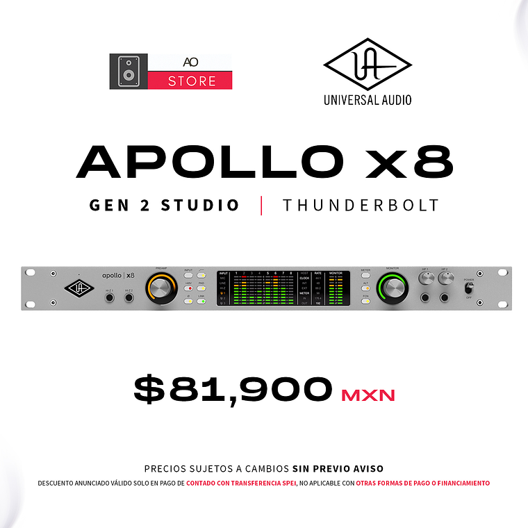 Universal Audio Apollo x8 Gen 2 Studio+ Edition Thunderbolt Interfaz de Audio 1
