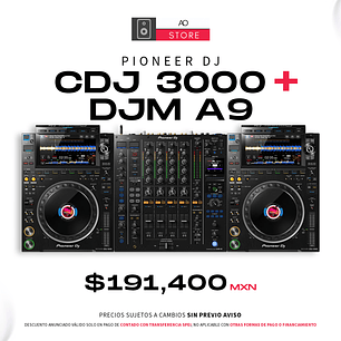 Pioneer DJ CDJ 3000 (2 Piezas) + Pioneer DJ DJM A9 Cabina Completa